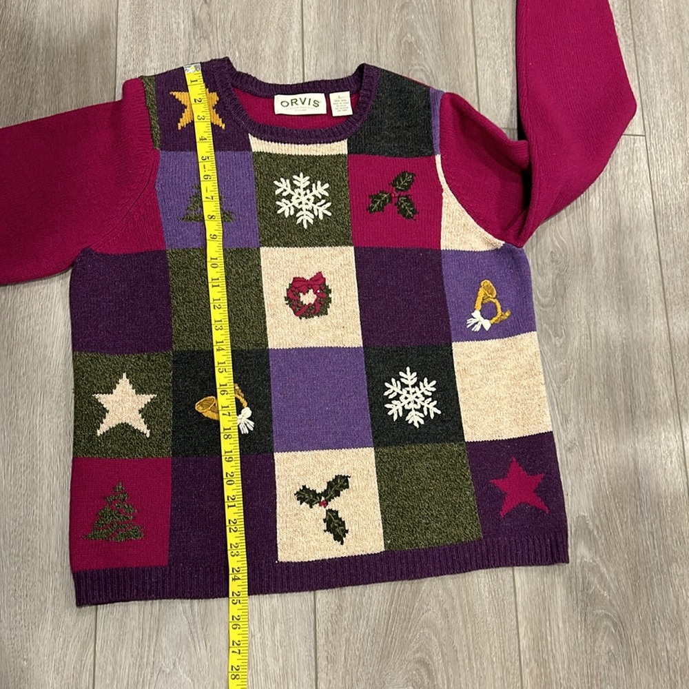 ORVIS Christmas Sweater Vintage 100% Wool Women’s Size Large - Picture 10 of 13